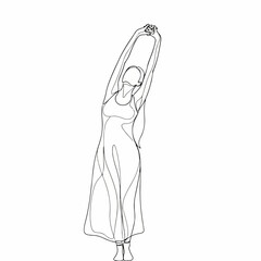 Minimalist Line Art Woman Stretching Pose Illustration in One Continuous Stroke