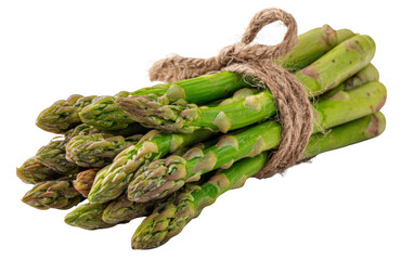 Fresh asparagus bundle with natural texture, isolated on transparent background, realistic lighting, healthy food concept