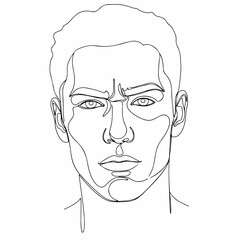Continuous Line Drawing Masculine Man Face Portrait Simple and Elegant Style