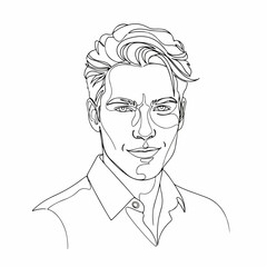 Minimalist Line Art Portrait of a Handsome Man with Modern Hairstyle