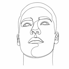 Minimalist One Line Drawing Portrait of a Handsome Man Illustration