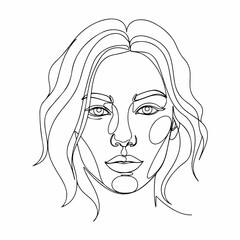 Minimalist Line Drawing Woman Face Portrait Beauty Fashion Style