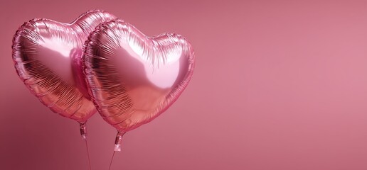 Fototapeta premium Heart-shaped Balloons on a Soft Pink Background Create a Festive Atmosphere for Celebrations
