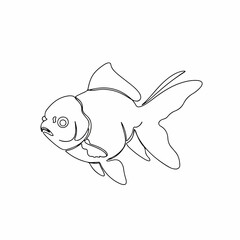 Outline Simple Handdrawn Goldfish Swimming Animal Aquatic Illustration
