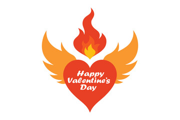 Phoenix with Crystalline Heart Vector for Valentine