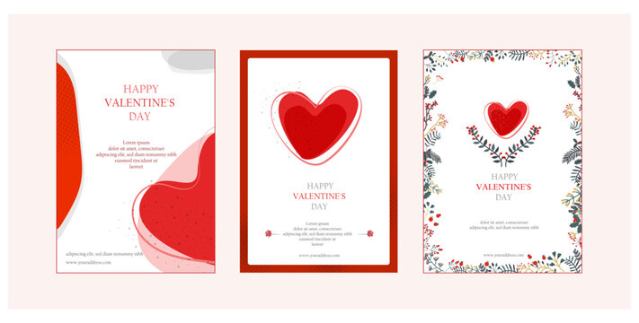 Elegant Valentine's day Set of greeting cards, posters, holiday covers. suitable for poster, cover book and banner design. vector illustration.
