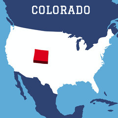 Fototapeta premium Colorado State highlighted 3D map on india map with blue background vector illustration 