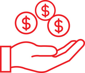 Hand holding three dollar coins, representing financial gain, investment, or wealth accumulation