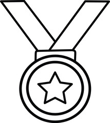 Illustration of a medal with a star, symbolizing achievement, recognition, and success in a minimalist design