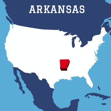 Arkansas state highlighted 3D map on india map with blue background vector illustration	