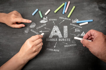 AI Market Downturn Chalkboard Illustration With Financial Decline Elements