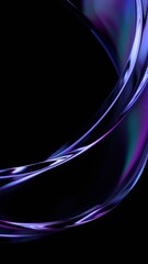 Abstract glass shape with neon reflections, vertical orientation, 3d render