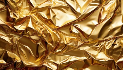 crumpled golden foil texture with shiny highlights and luxurious metallic surface