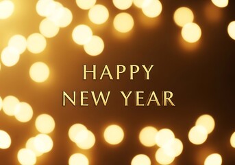 Warm Golden Happy New Year Bokeh Background