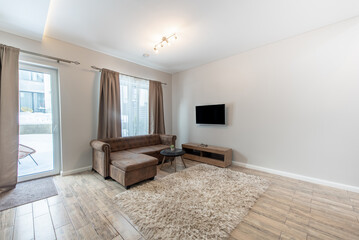 Cozy Modern Home Living Room Interior with Stylish Furniture and Natural Light