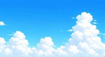 Anime cartoon blue sky with soft white clouds.
