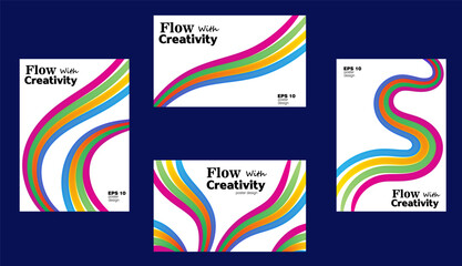 set of posters design templates  with colorful wavy lines , eps 10