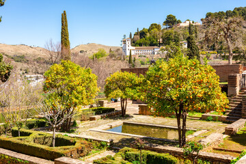 Gardens of Partal in Alhambra, Granada, Spain