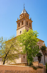 Church of Santa Maria de la Alhambra in spring, Granada, Spain