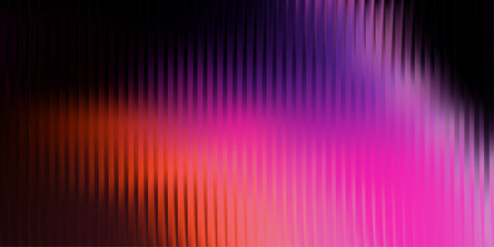Neon ripple glass gradient in magenta, violet, ember orange on deep midnight. Sharp ribbed distortion, cinematic glow; futuristic texture background, vector illustration