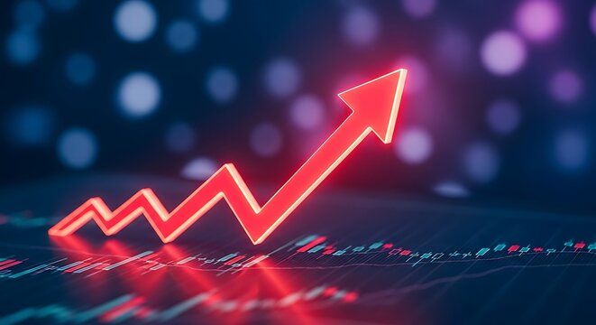  red arrow on financial stock market chart