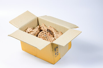 Item in Parcel box wrapped in eco-friendly wrapping paper, lightweight bubble wrap for protective...