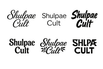 Fototapeta premium Shulpae Cult Lettering Variations. Shulpae Cult. Set lettering. harmonious lettering variations of the same emblematic concept, each with different artistic