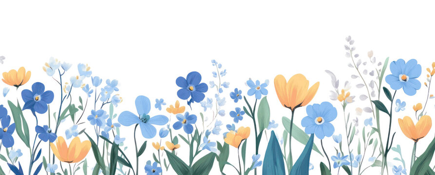 PNG Spring flowers border illustration graphics vibrant.
