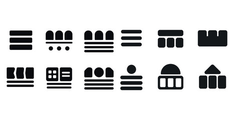 Modern minimalist icon set: clean black interface symbols collection