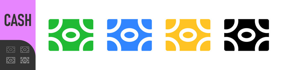 Cash icon money symbol set, Banknote sign, currency bill icons , ideal for finance apps, payments, banking tools, savings features, and digital wallets