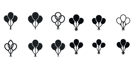 Fototapeta premium Set of black balloon icons in various simple designs