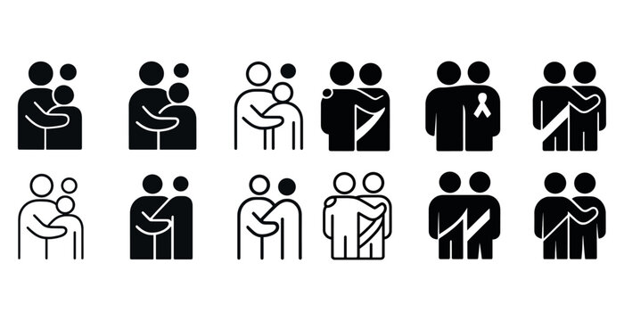 Family and support icons: embracing togetherness and awareness ribbons