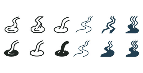 Obraz premium Hair follicle icons collection: outline and solid styles