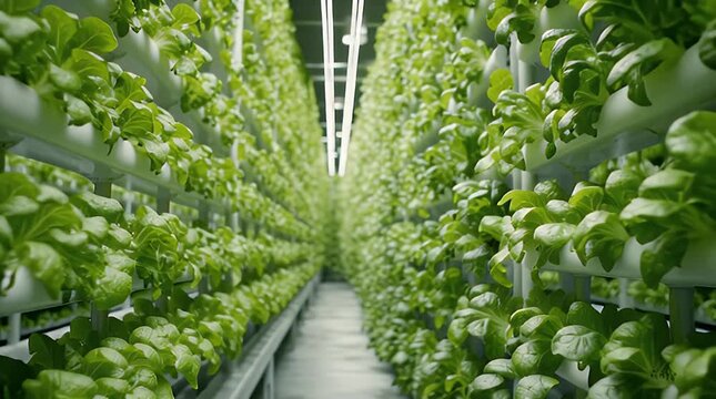 Hydroponic Vertical Garden with Leafy Greens and Indoor Grow Lights