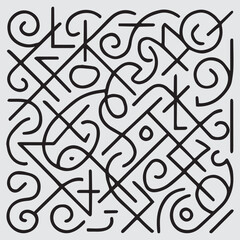 Intricate geometric abstract pattern with swirls and lines on a light background