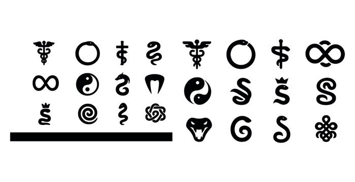 Collection of snake and infinity symbols in various designs and styles