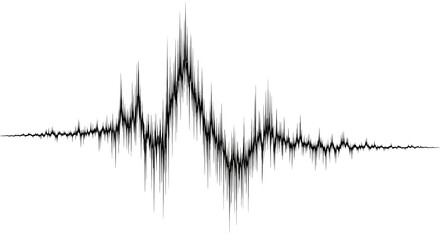 Abstract waveform illustration with a central peak, resembling sound or seismic activity.