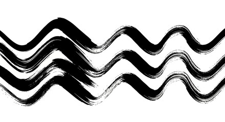 Hand-painted black wavy lines created with a thick brush on a white background.