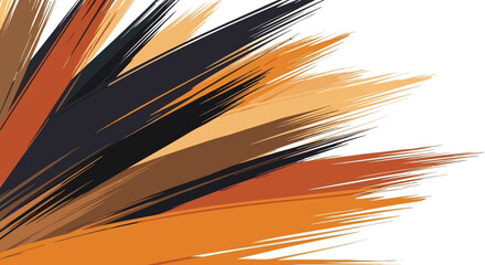 Abstract background with dynamic, expressive brush strokes in earthy orange, brown, and black tones on a white backdrop.