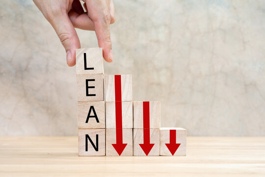 Lean cost thinking concept. Cost reduction concept. Business process improvement. Maximising productivity and quality, reducing time and cost. Cost cutting, lean process for surviving the recession. 
