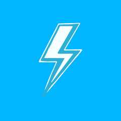 White lightning bolt with outline icon logo flat vector design