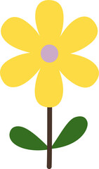 Minimalist Flower and Leaf Illustration Cute Pastel Botanical Clipart in Flat Vector Style for Kids, Nursery Decor, Spring Design, and Creative Graphic Elements