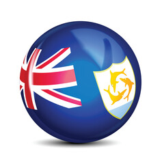 Anguilla Flag Sphere Icon 3D Vector Illustration British Overseas Territory