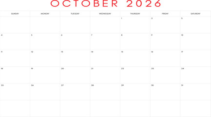 Clean october 2026 calendar grid, October 2026 Calendar Template - Halloween & Fall Events