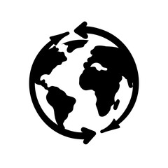 Global earth with surrounding arrows icon on white background Vector, illustration
