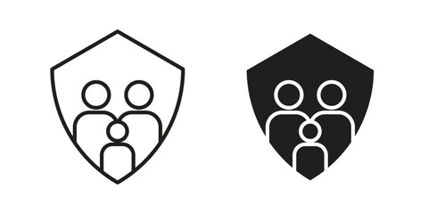 Family insurance icon on white background. Stock vector icon