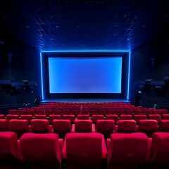 Fototapeta premium Large Cinema Hall LED-lit Edges Framing Blank Screen