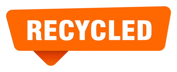 recycled sticker. recycled orange sign isolated on transpatent background