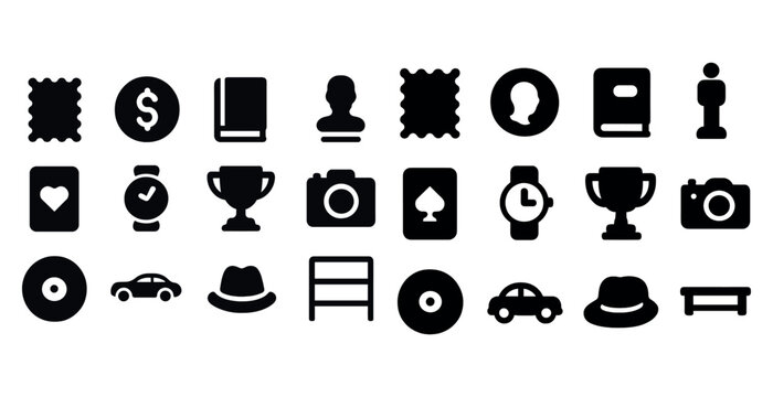 Collection of various icon silhouettes including technology and lifestyle symbols