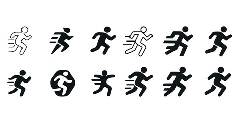 Naklejka premium Running icon set in various styles on white background